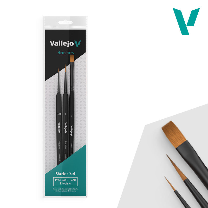 畫筆 -  精準系列 - 起始套裝(1,3/0,4) - Starter Set (Round No.1 & 3/0 Triangular Handle, Flat No.4, synthetics)