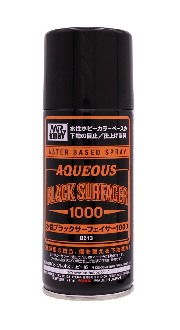 B613 - Aqueous Black Surfacer 1000 Spray - GSI/水性黑色表面處理噴漆