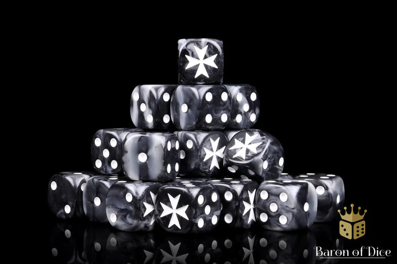 Baron of Dice - Knights Templar - Black (Round Corner) / x25 Dice / 聖堂武士 - 黑(圓角)
