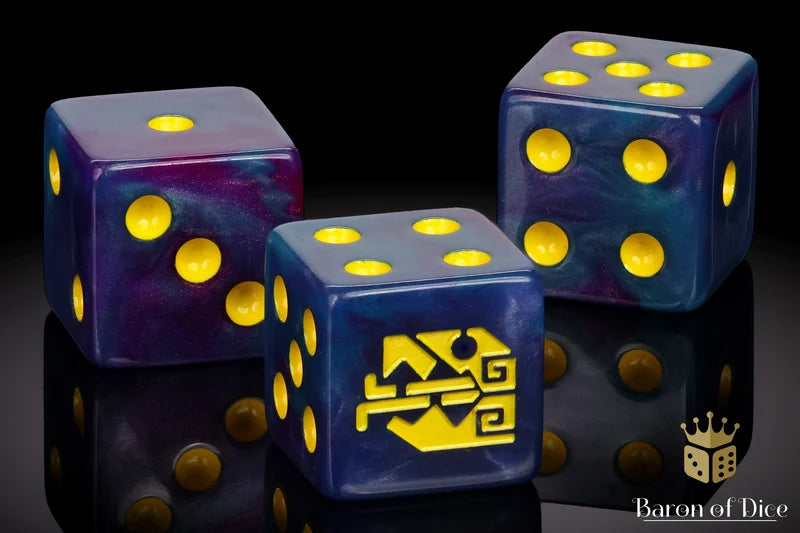 Baron of Dice - Aztec Lizard Dice / Turquoise / x25 Dice (Square Corner) / 阿茲提克蜥蜴 - 綠松石(圓角)