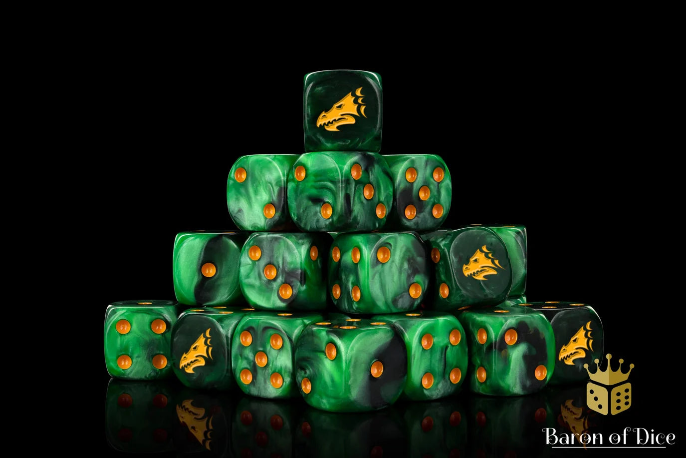 Baron of Dice - Drake / Green & Gold / x25 Dice (Round Corner) / 亞龍 - 綠&金(圓角)