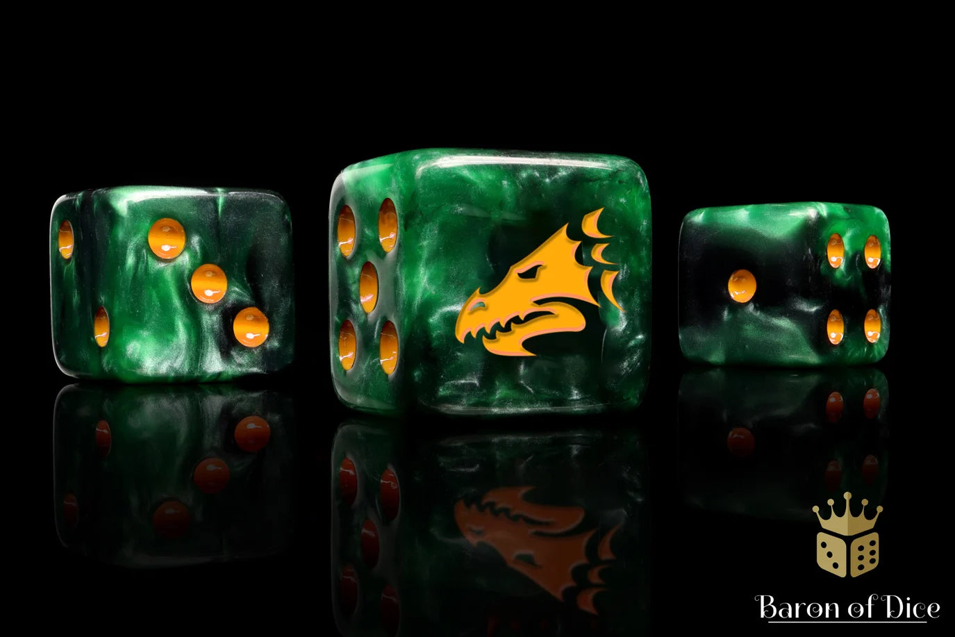Baron of Dice - Drake / Green & Gold / x25 Dice (Round Corner) / 亞龍 - 綠&金(圓角)
