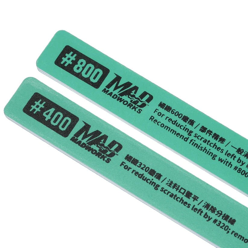 Madworks: Dual-grit Firm Sanding Sponge Stick 1PC 400/600 / 1PC 800/1000 - 雙面硬質打磨棒組合包