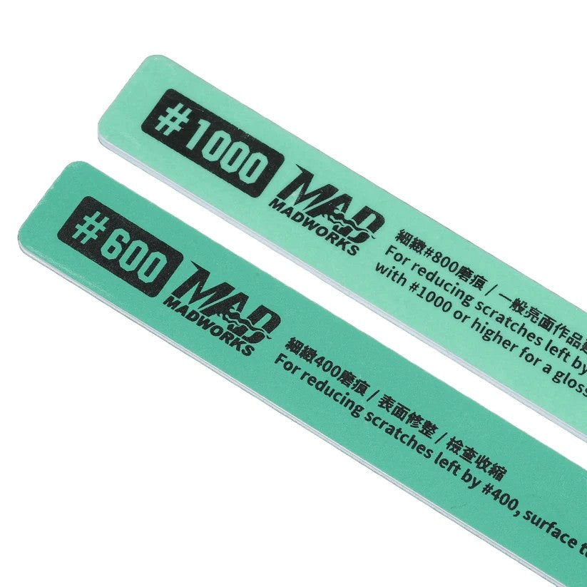 Madworks: Dual-grit Firm Sanding Sponge Stick 1PC 400/600 / 1PC 800/1000 - 雙面硬質打磨棒組合包