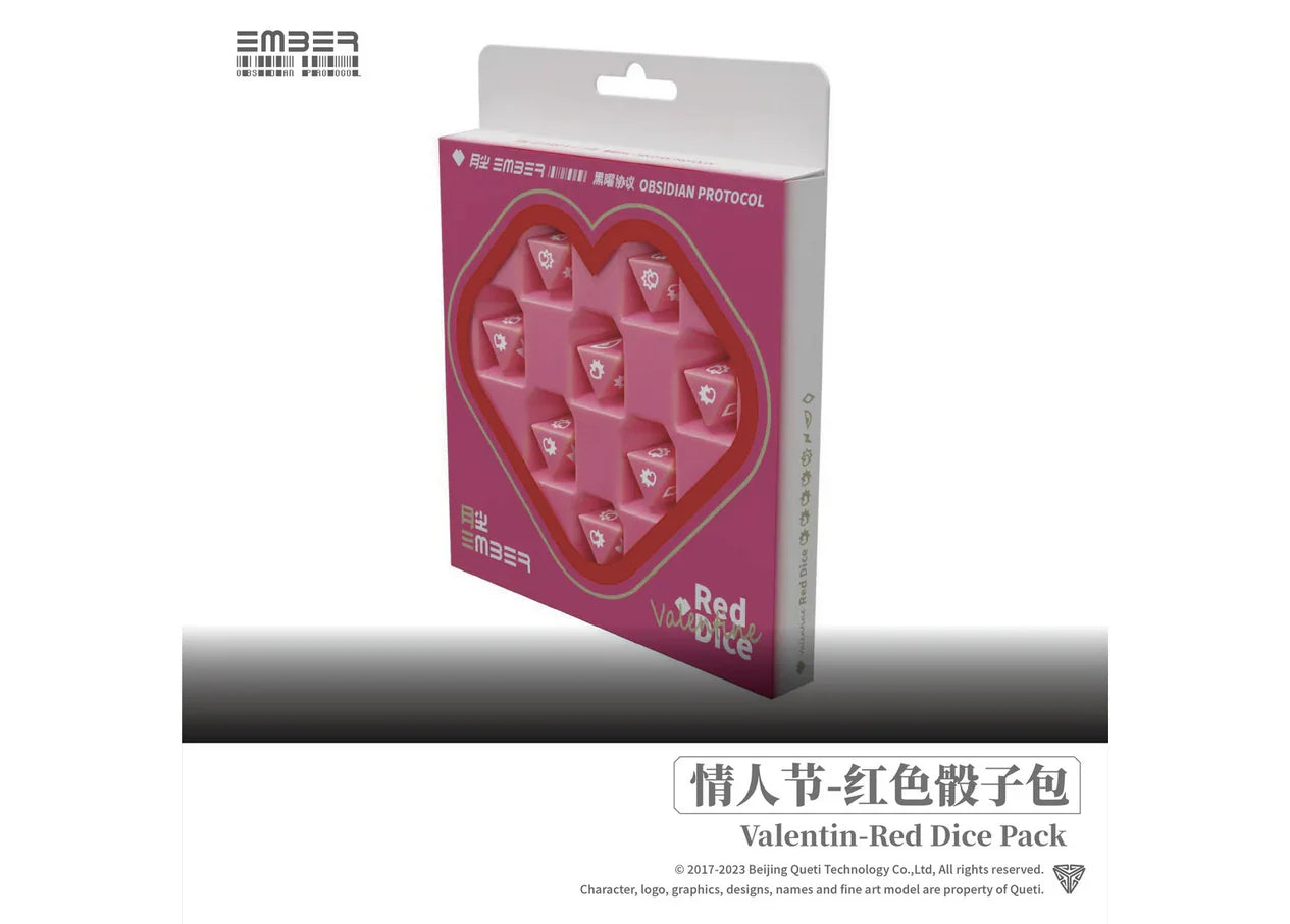 Ember: Obsidian Protocol - Valentine - Red dice pack (8 dice)